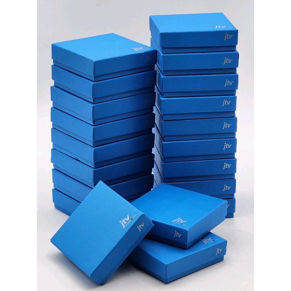 Lot Of 20 Empty Jewelry Boxes Cardboard Blue JTV logo FAST SHIPPING